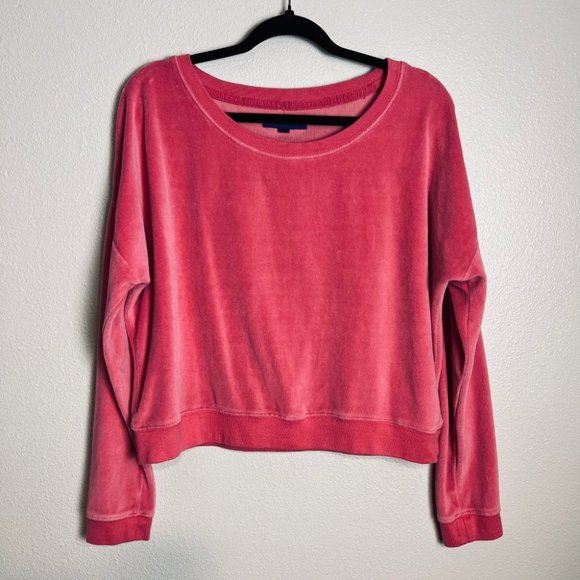 Aeropostale women’s pink velour sweatshirt M cropped oversized soft Barbie y2k - Picture 1 of 4